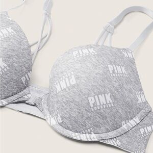PINK White&Gray Bra Set with 32D Push Up Bra & Matching High Waist Medium Panty